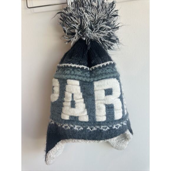 Robin Ruth Button Pom Knit Beanie Fleece Lined Winter Snowboard Blue Gray OS hat - Picture 1 of 7